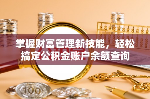 滨海掌握财富管理新技能，轻松搞定公积金账户余额查询